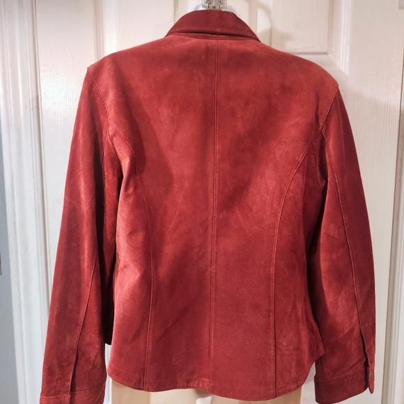 Contemporaine Suede Leather Jacket Blazer Medium Petite Rust/Red - Picture 2 of 6